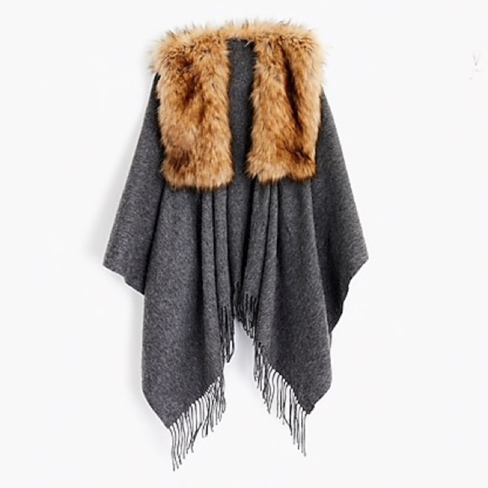 Jcrew Faux-Shearling Poncho